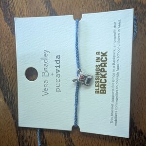 Vera Bradley Pura Vida Blue Bracelet with Silver Dog Charm